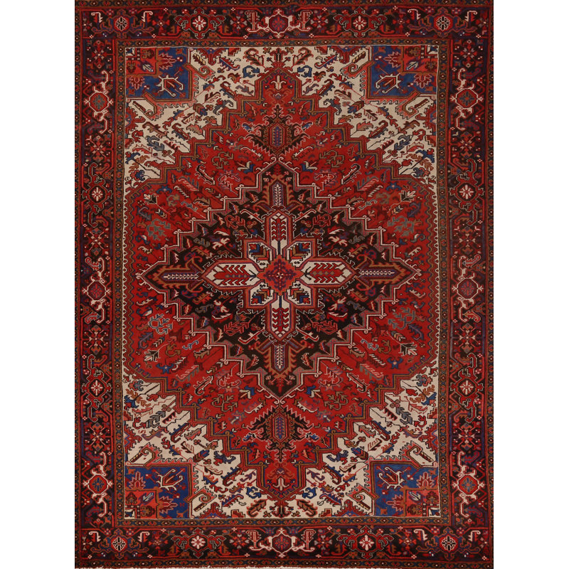 Tapis traditionnel rétro médaillon rouge 8 x 11