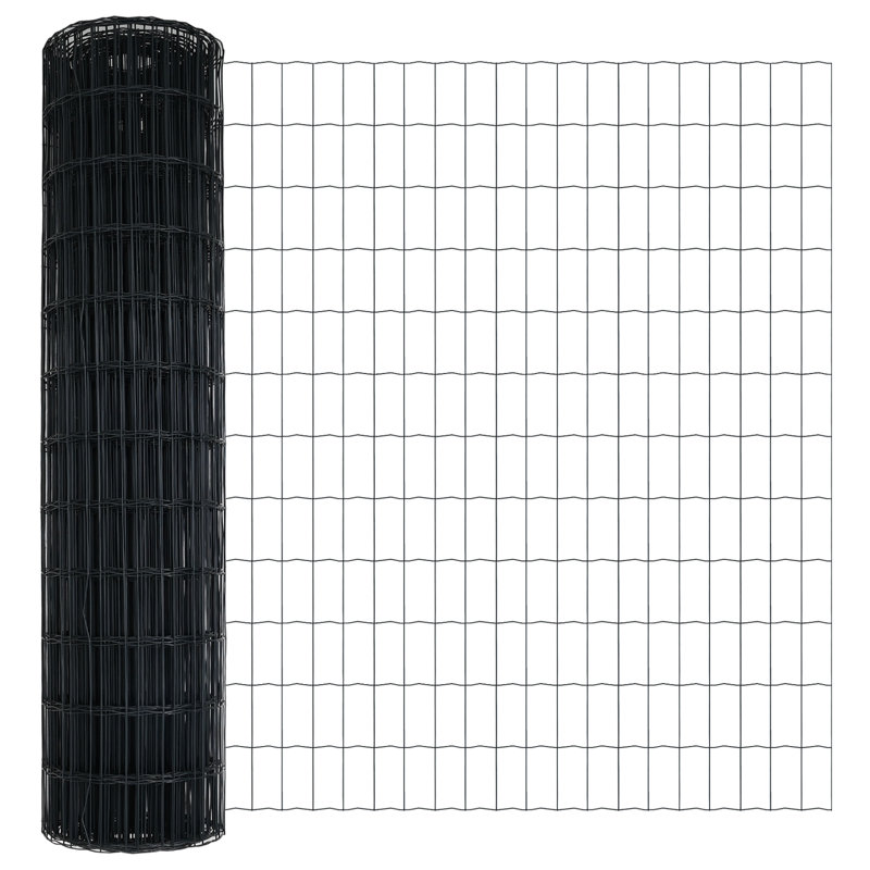 Euro Fence With 7 Posts Galvanised Steel, Grey, 100cm H x 2500cm W