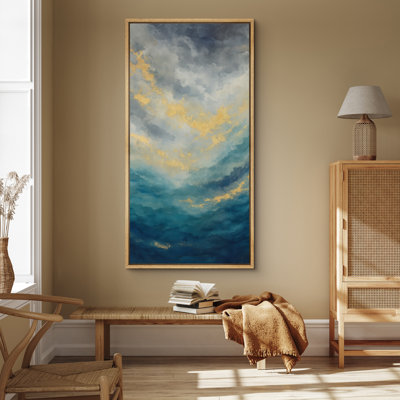 Abstrait paysage abstrait encadré sur toile - impression minimaliste neutre pour décoration murale moderne
