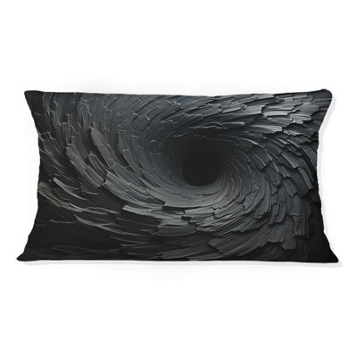 Black Spiraling Fractal Spiral - Abstract Spirals Printed Throw Pillow