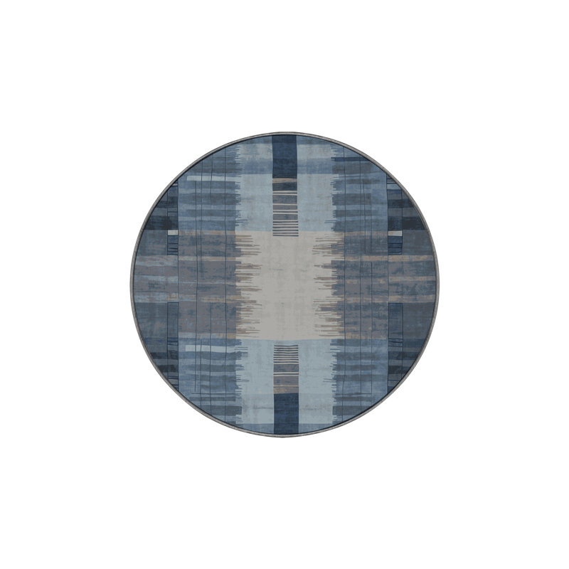 Machine Washable Gray Area Rug, Round 4'