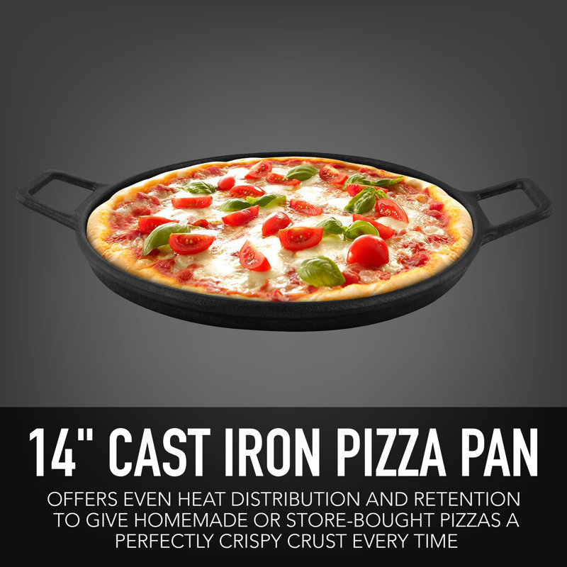 Kenmore 14-Inch Cast Iron Griddle Pizza Pan with Handles