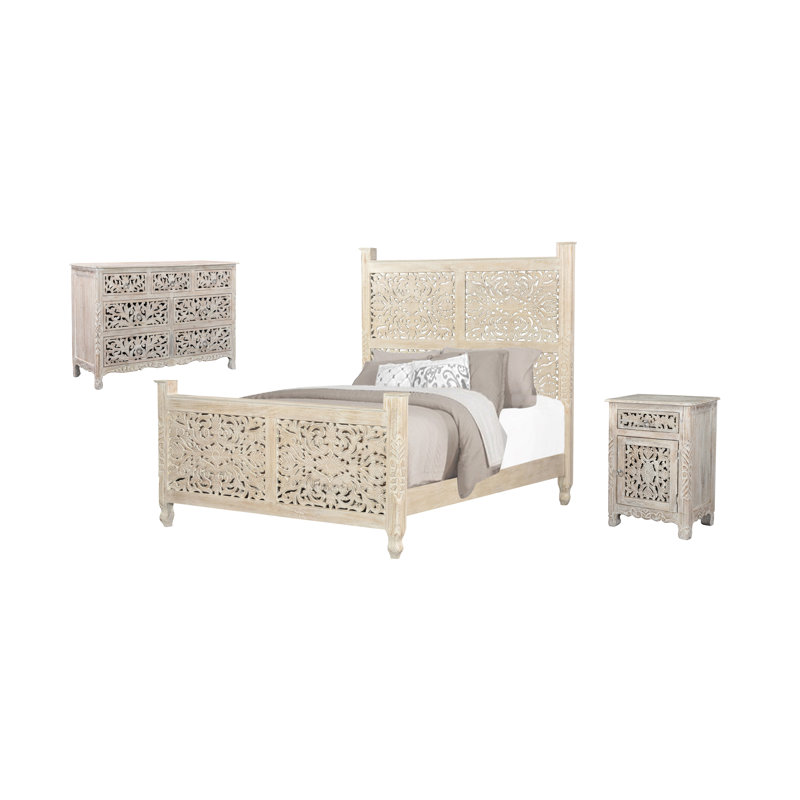 Ensemble de chambre à coucher 3 pièces Harleen, Grand, Blanc