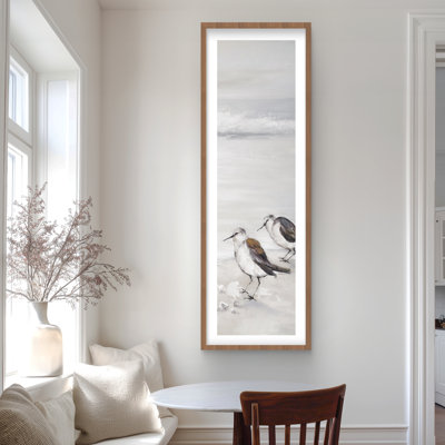 Two Sandpipiers Birds - Beige Coastal Framed Print Decor