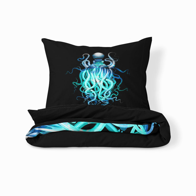  Ensemble de housse de couette noire, Housse de couette simple et 2 taies décoratives