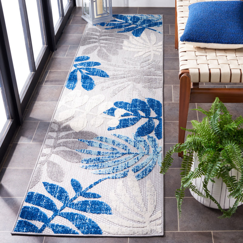 Langford Machine Woven Floral Indoor / Outdoor Area Rug, Runner 2' x 10'