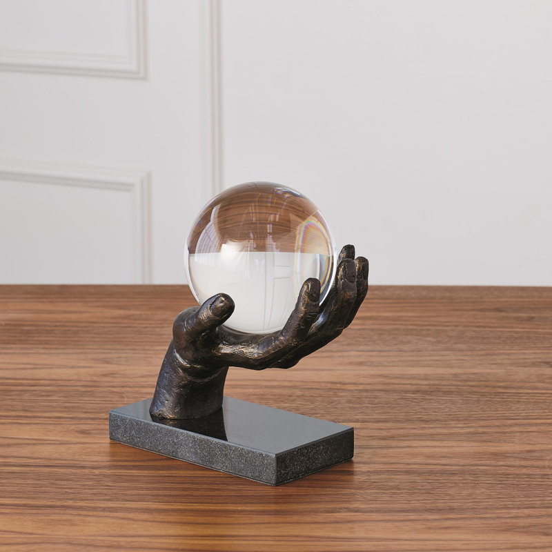 Bronze Handcrafted Iron and Glass Sculpture, 9"