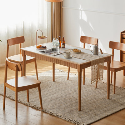 Simple cherry wood table and chair combination