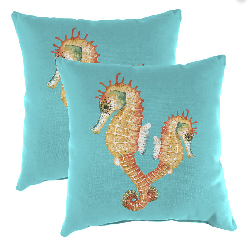 16" x 16" Outdoor Throw Pillow (Set of 2), Seahorses