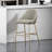 Gracie Modern Vegan Leather Upholstered Stainless Steel Barstool in Stone Gray and Gold-658843864-659403854