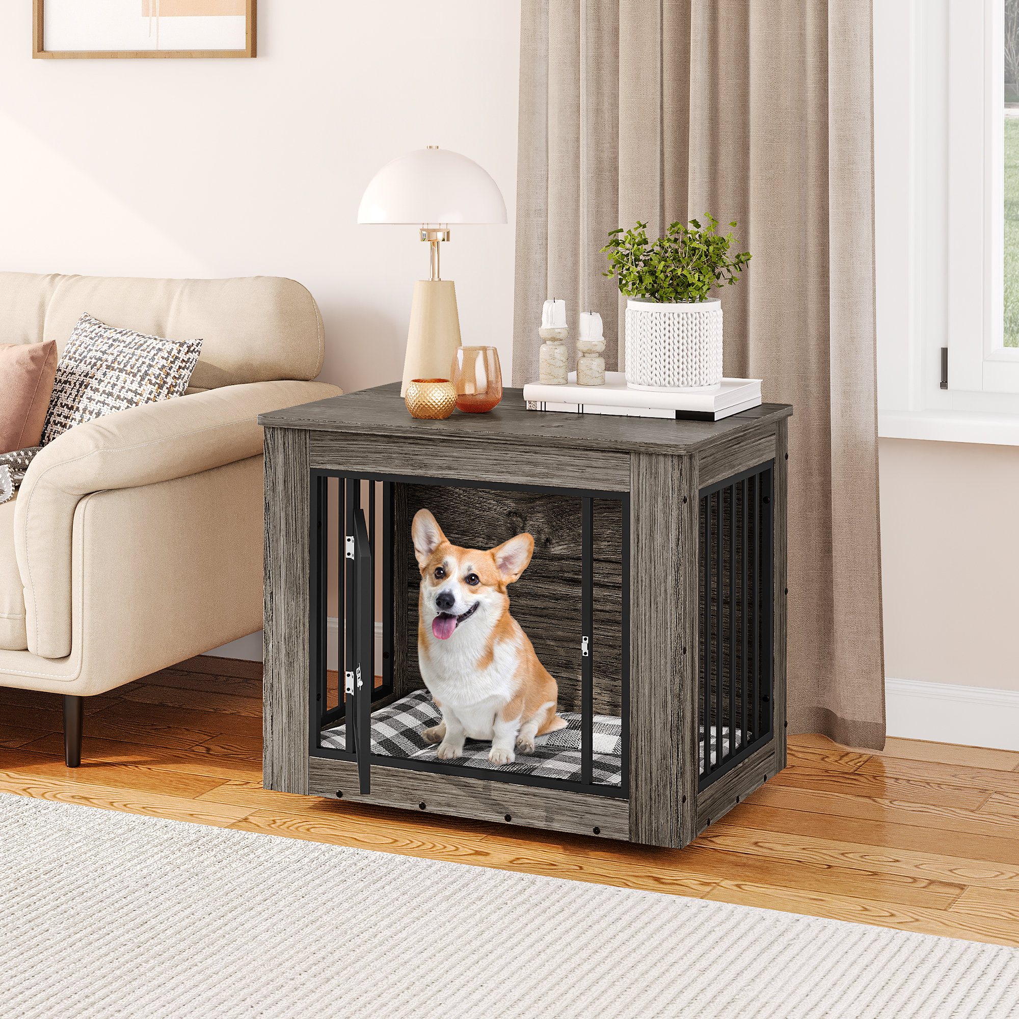 Storage Dog Crate Nightstand Design preview