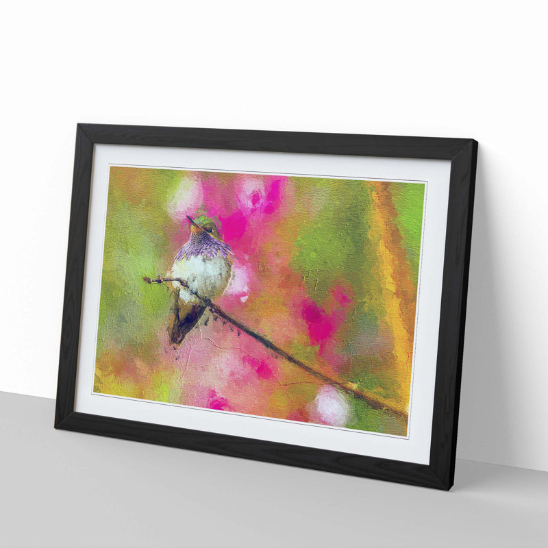 Hummingbird - Framed Print, 36cm H x 48cm W x 2cm D, Black Framed