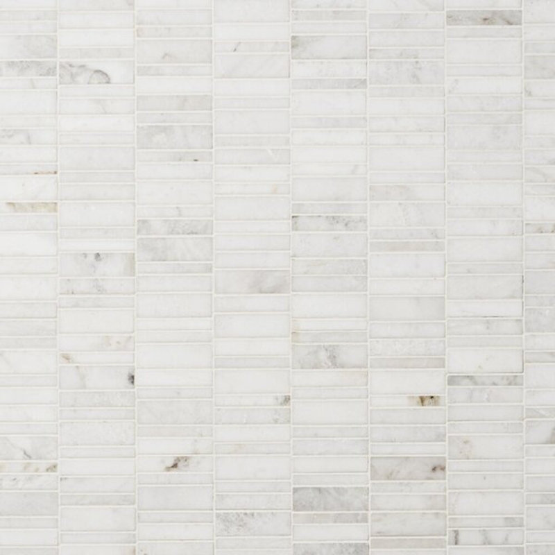 Alaska White Waterfall 12x12 Polished Marble Bricks Mosaic Tile