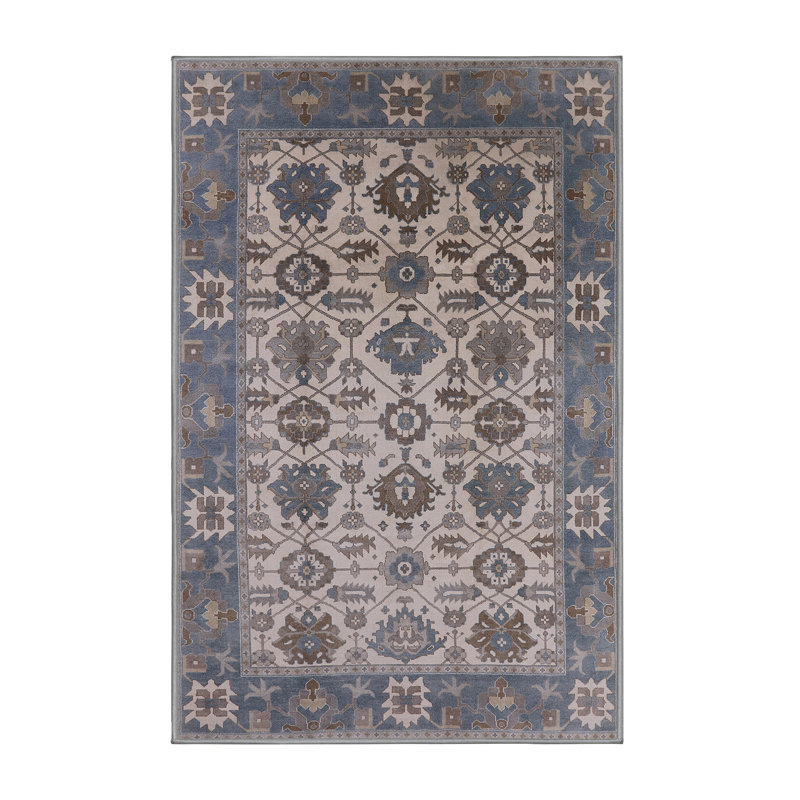 Tapis oriental bleu / beige / brun Arman, Rectangle 6 pi x 9 pi
