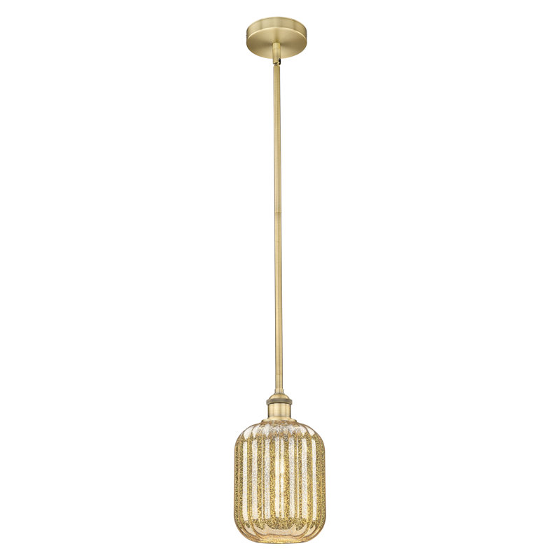 Edison - Ameiya - Mini-luminaire suspendu avec tige à abat-jour 1 lumière, H 11,25 po x l 6,75 po x P 6,75 po, Mercure