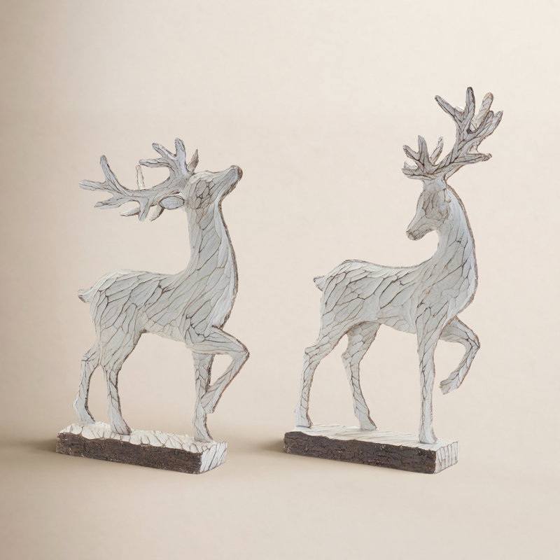 Décoration de cerf sculpté (ensemble de 2)
