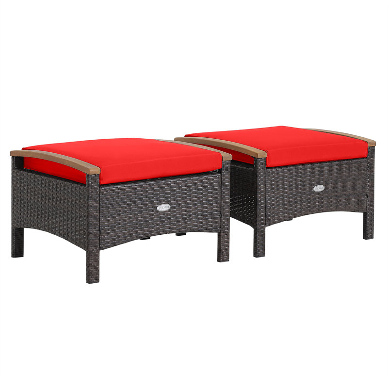 Repose-pieds d'extérieur avec coussin Ansby, Rouge