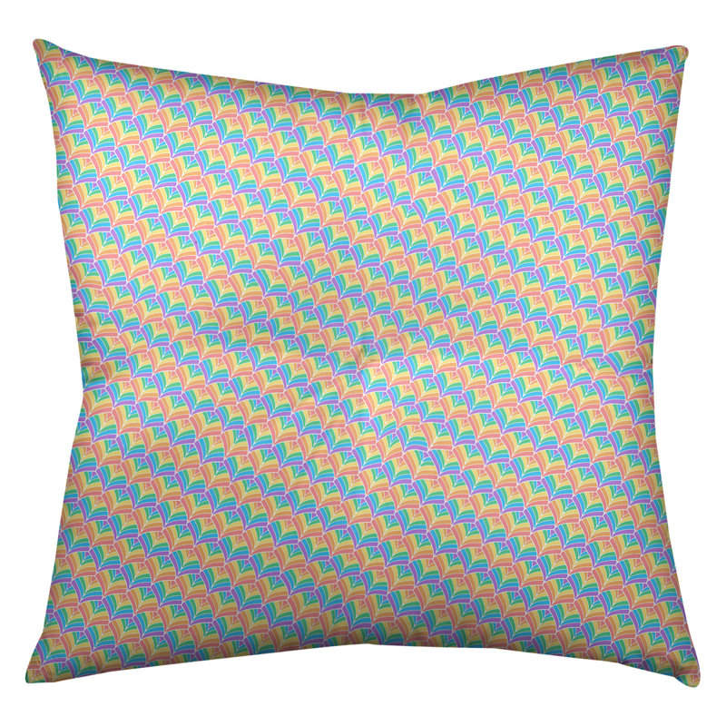 Coussin de sol Rainbow scales, 26 po x 26 po, Arc-en-ciel pastel en alternance