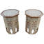 Ensemble de table de bout en bois massif andalou abstrait