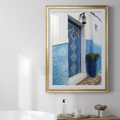 Porte marocaine, reproduction encadrée de qualité supérieure - prête à être accrochée