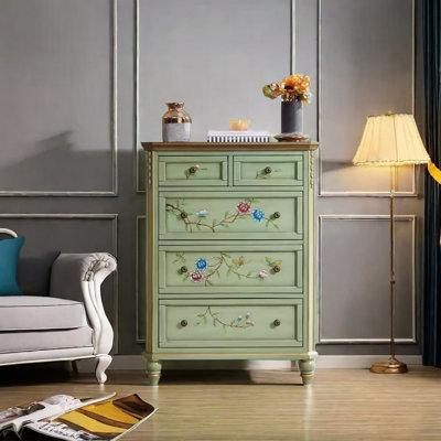 Five drawer painted multi-function accent chest