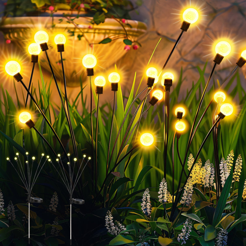 Sunflowers Solar Garden Lights, Firefly Lights Outdoor Waterproof, 8LED Solar Firefly Lights Sway By Wind, Solar Outdoor Lights For Garden Yard Patio Pathway Landscape Decorations,Mother's Day Gift(Set of 2)