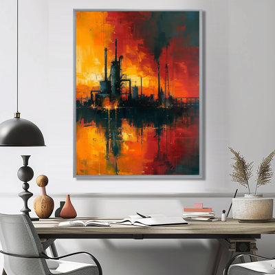 «Red Industrial Factory Polution II», impression d'art mural