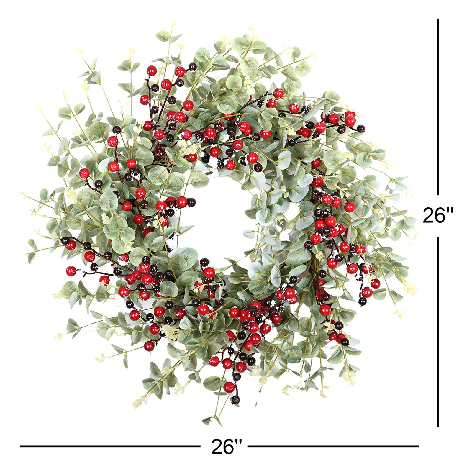 26" Artificial Eucalyptus Berry Fall Winter Front Door Wreath For Christmas