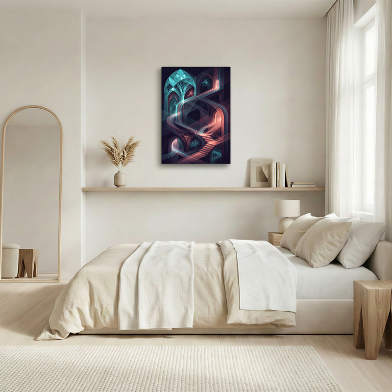 Toile abstraite néon, H 18 po x l 12 po