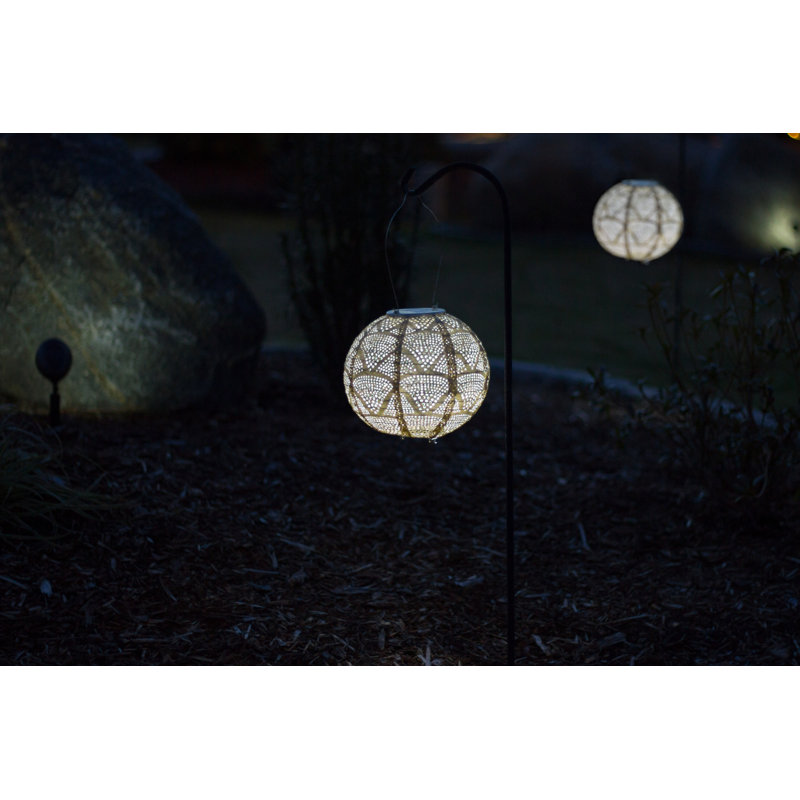 Luminous Pearl Wave 14.5" Tyvek Solar Hanging Lantern