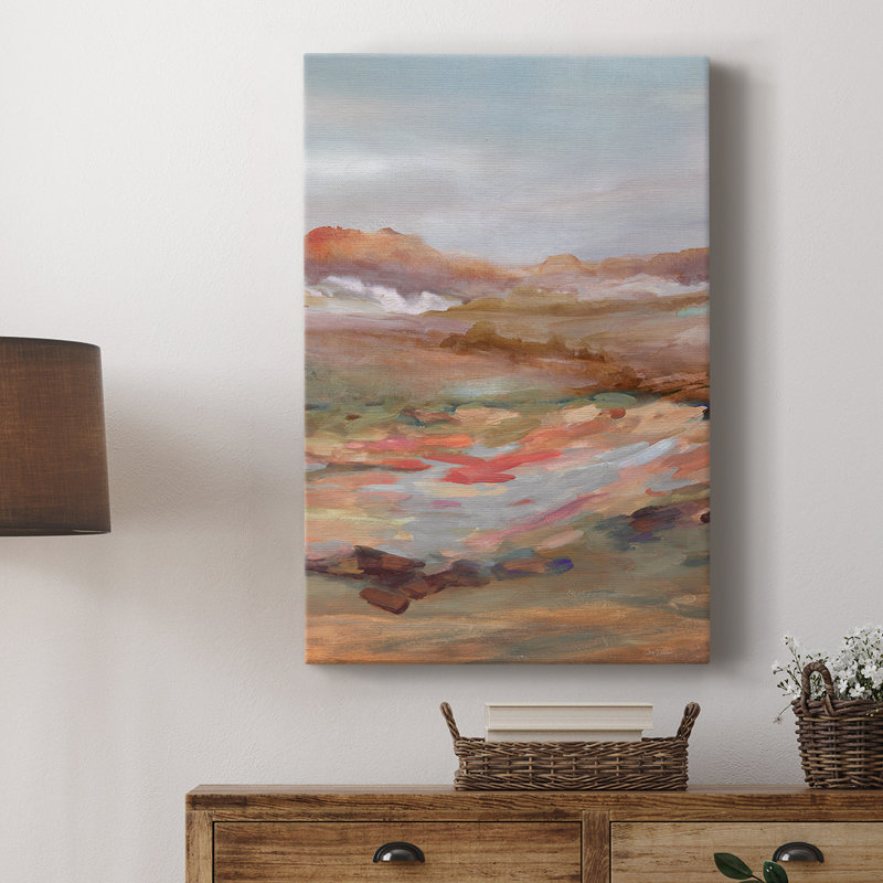 Paysage de désert peint - galerie Cavas, H 18 po x l 12 po