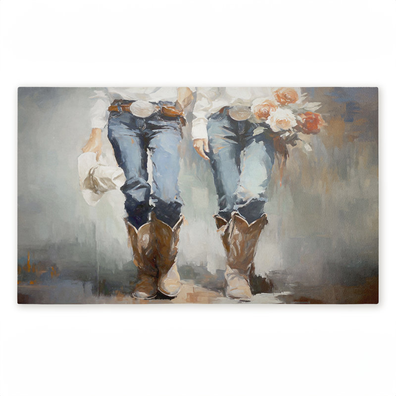 Tapis de porte d'extérieur à motif floral Cowgirl Will I Me, par Ramona Murdock, 18 po x 30 po, «I'm Be Me», cow-boy à fleurs
