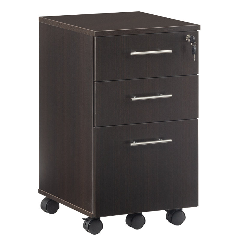 Medina Series 3-Drawer Mobile Vertical Filing Cabinet, Mocha