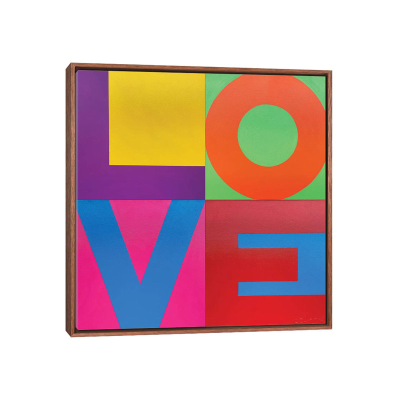 Décoration murale Love Kids, H 26 po x l 26 po x P 1,5 po, Toile classique avec cadre brun