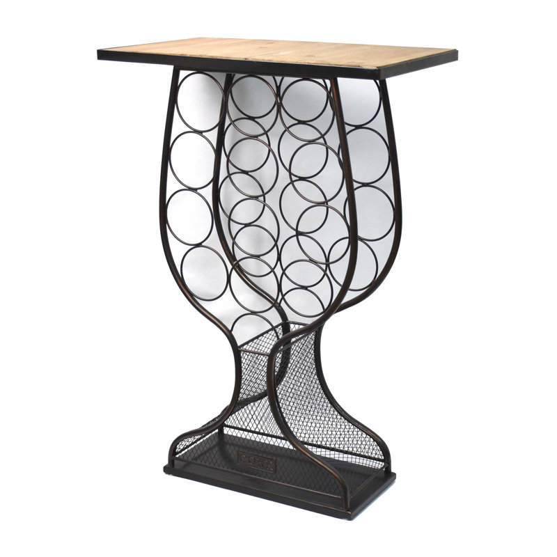 12 Bottle Console Wine Bottle Rack Black