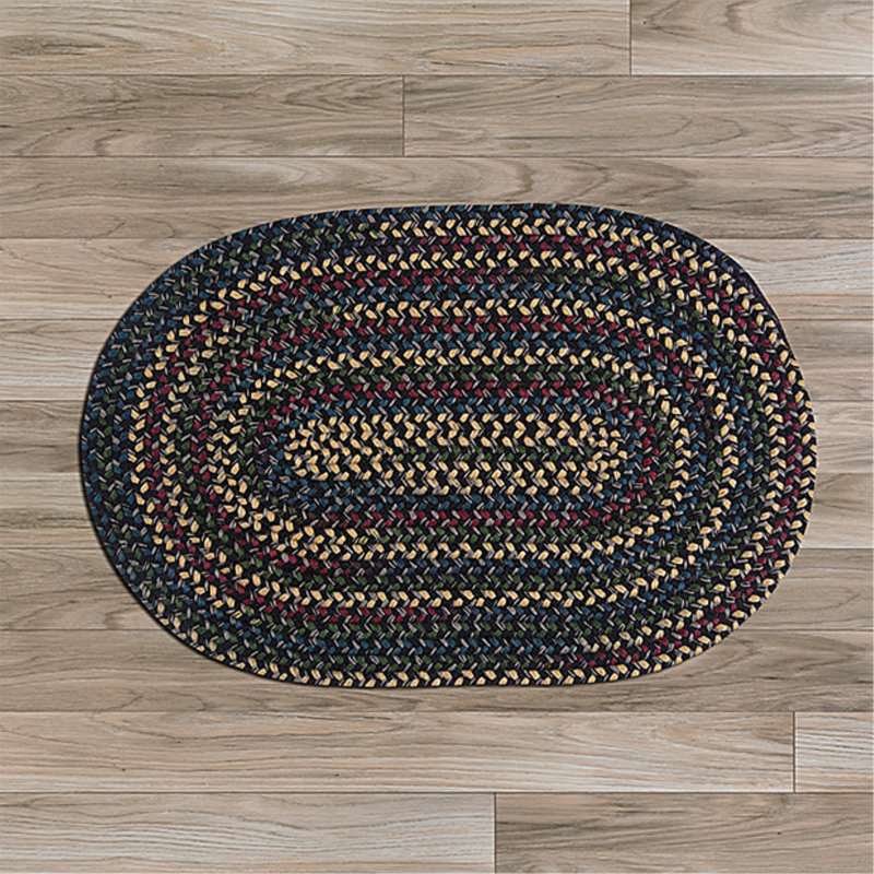 Tapis réversible en mélange de laine Aleaya - noir / gris / beige / bourgogne, Ovale 4 pi x 6 pi