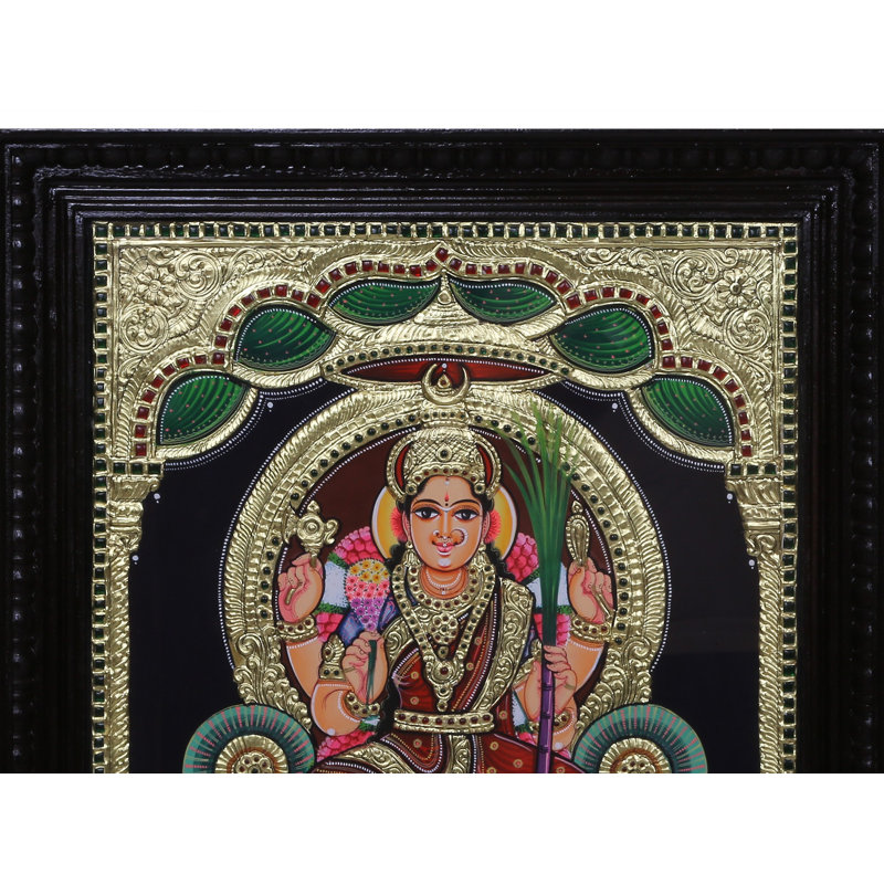 Tanjore, peinture de la déesse Bhuvneshwari Devi | Couleurs traditionnelles avec or 24 carats | Avec cadre