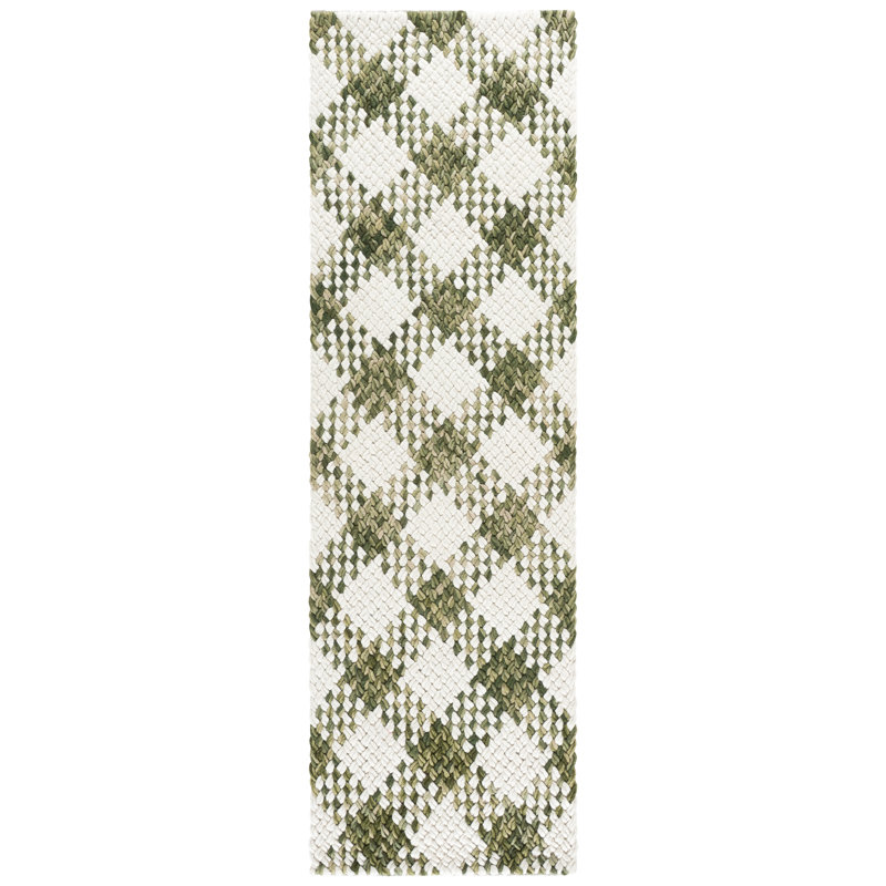 Natural Fiber Couture Handwoven Wool;Cotton Plaid Indoor Rug, Runner 2'3" x 8'