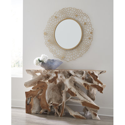 Miroir rond en nid d'abeille en laiton