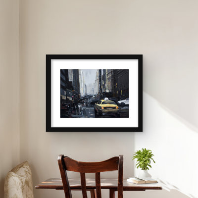 New york in the dark - Car Black Framed Matted Print Decor