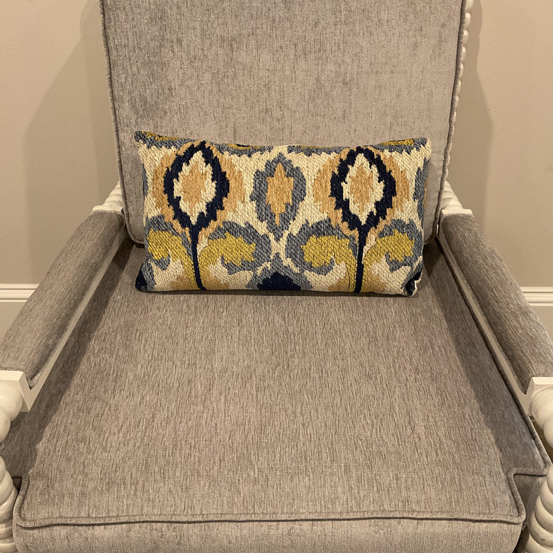 HERAT ORIENTAL Handmade Chenille Throw Pillow, Ikat, Ivory