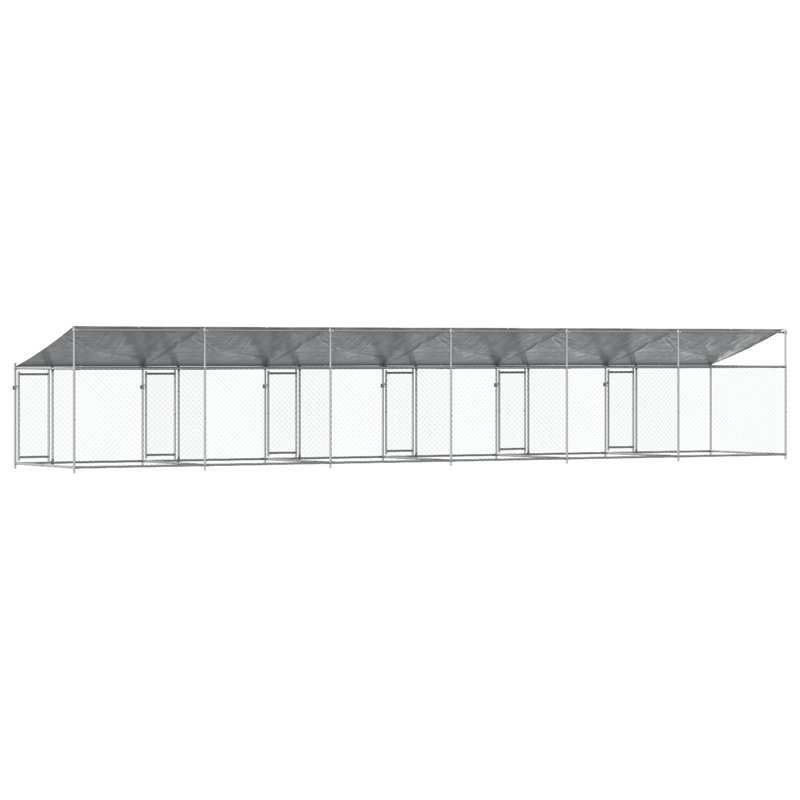 Grande cage pour chien en acier galvanisé gris Vidaxl, 393,7 po x 78,7 po x 78,7 po, 1 porte