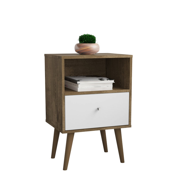 Darryl 17.72'' W Nightstand, Rustic Brown/White