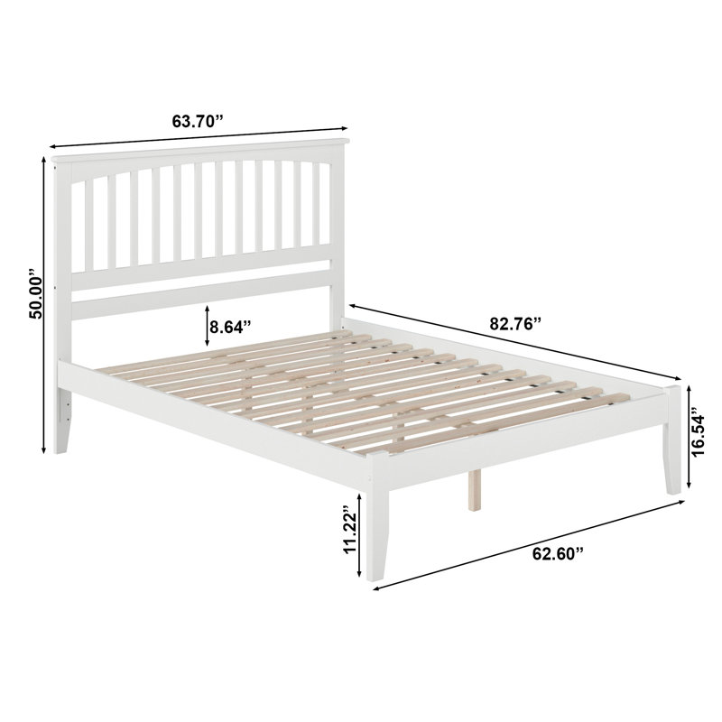 Lit plateforme en bois massif Huntsville, Grand lit, Blanc