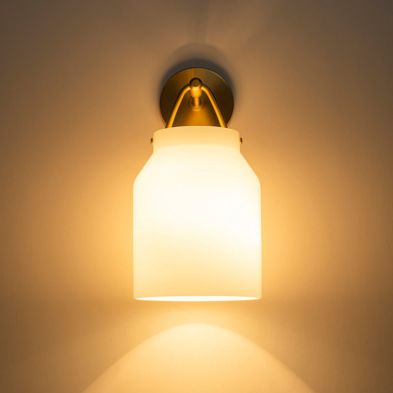 1-light Dimmable Armed Wall Sconce, White