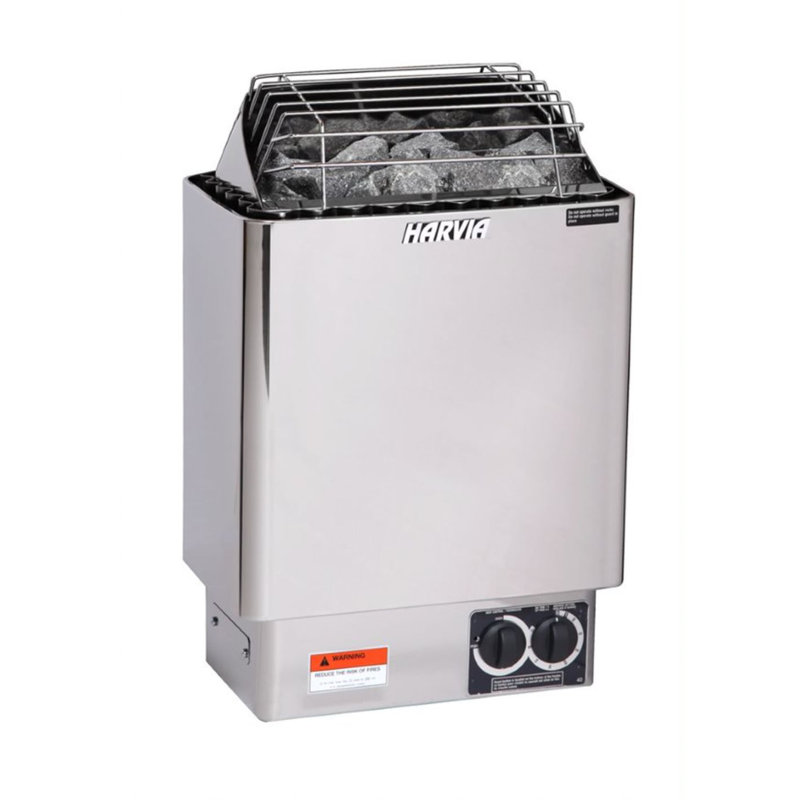 Harvia Stainless Steel 3kW Electric Sauna Heater with Built-In Controls