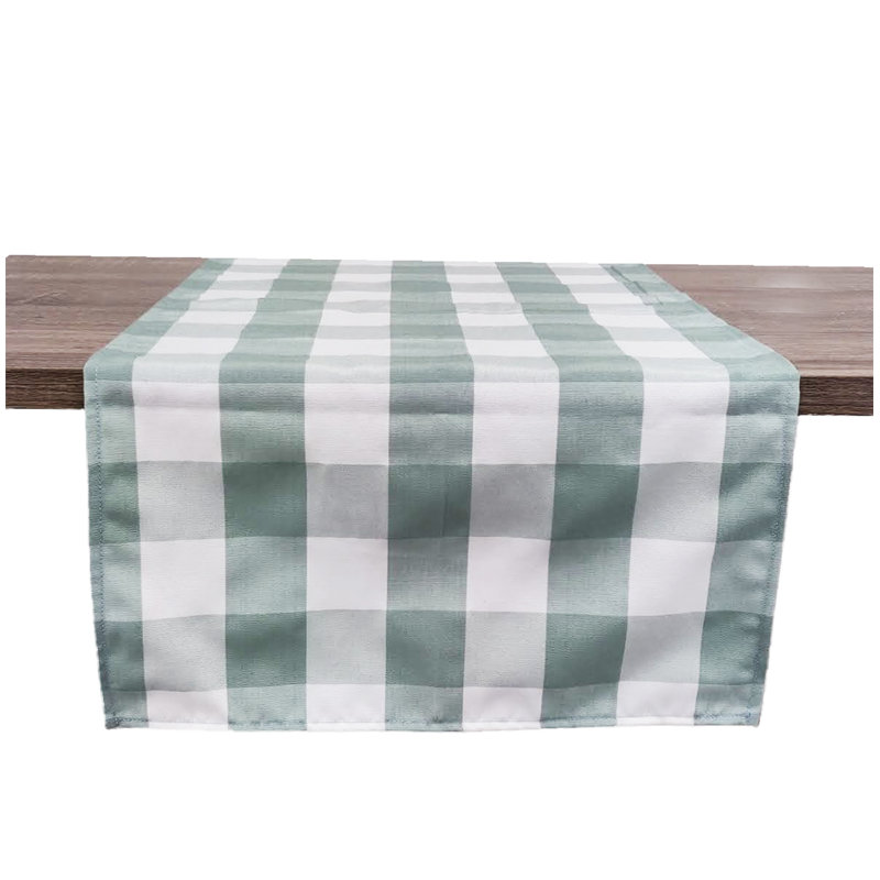 Chemin de table beige et blanc fabriqué à la main 16 po x 36 po Buffalo, 36 po x 16 po, Sauge