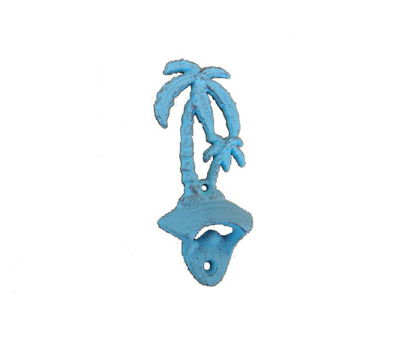 Ouvre-bouteille en métal Orlovista Palm Tree, Bleu pâle rustique