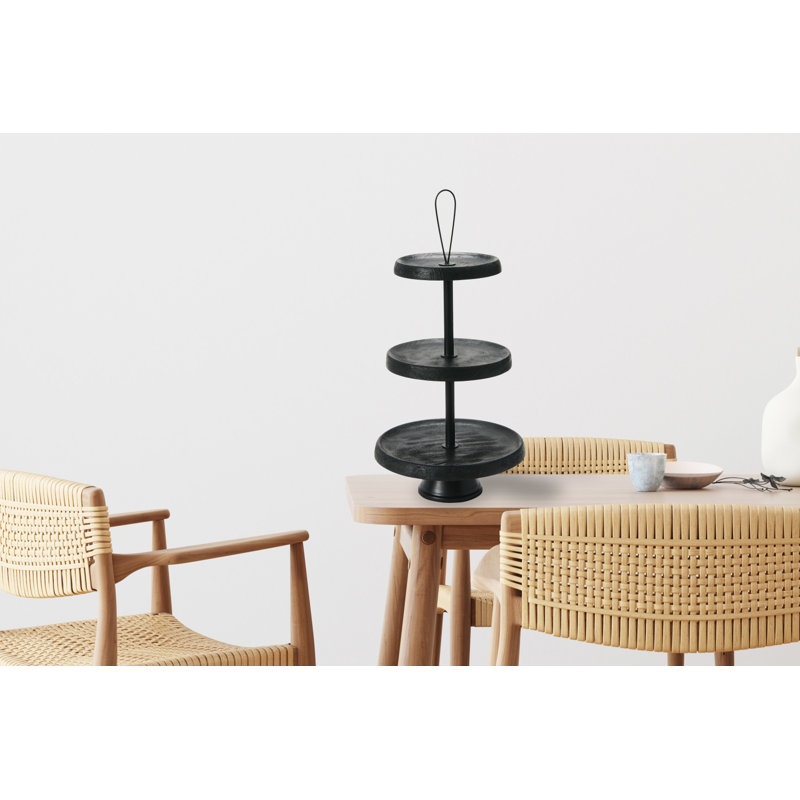 Tibra Wood Tiered Stand, Black