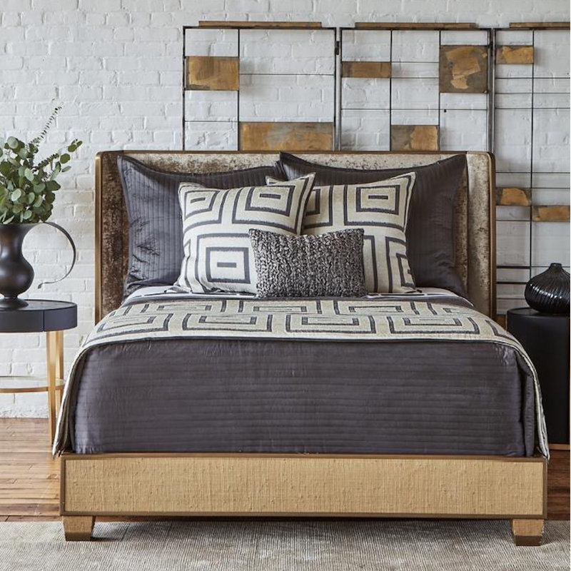 Charmeuse Channel Quilt Coverlet, King Coverlet, Charcoal